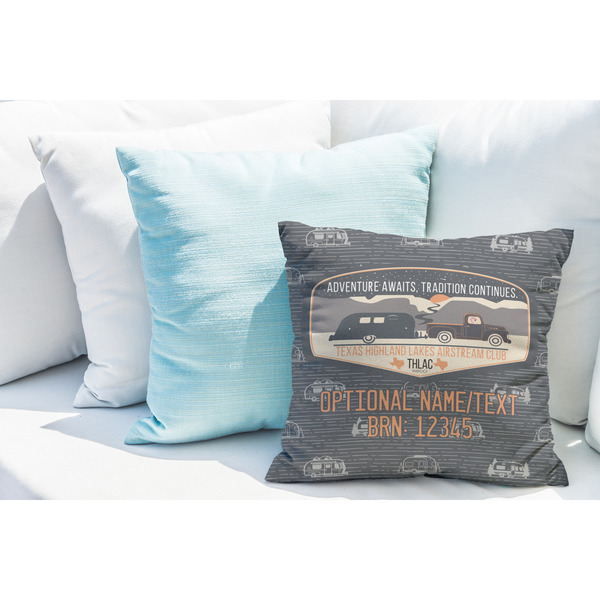 Texas Highland Lakes Airstream Club Logo Decorative Pillow Case - LIFESTYLE 2