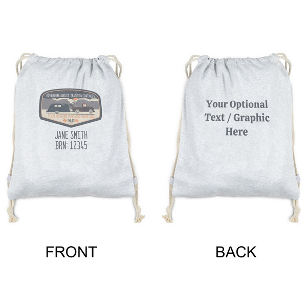 Texas Highland Lakes Airstream Club Logo Drawstring Backpacks - Sweatshirt Fleece - Double Sided - APPROVAL