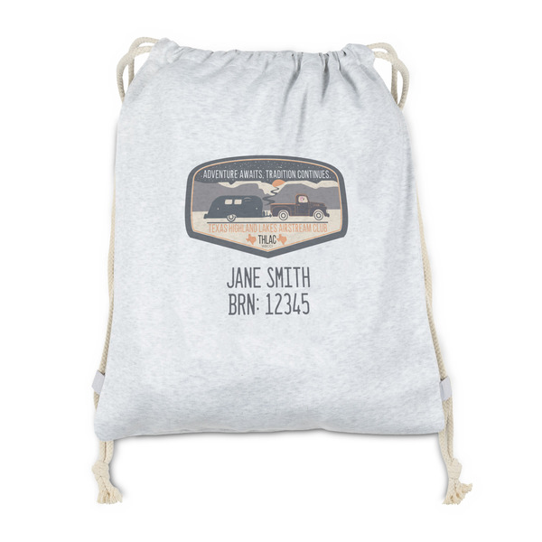 Custom Texas Highland Lakes Airstream Club Logo Drawstring Backpack - Sweatshirt Fleece - Double-Sided