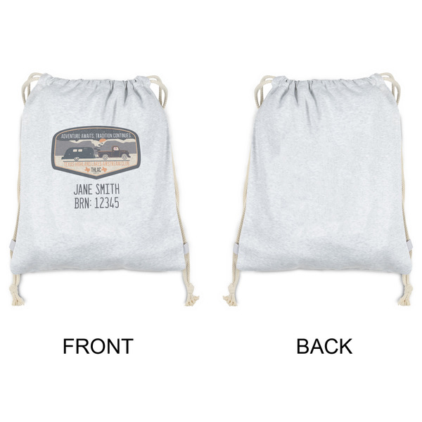 Texas Highland Lakes Airstream Club Logo Drawstring Backpacks - Sweatshirt Fleece - Single Sided - APPROVAL