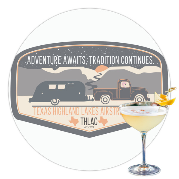 Custom Texas Highland Lakes Airstream Club Logo Printed Drink Topper - 3.5"
