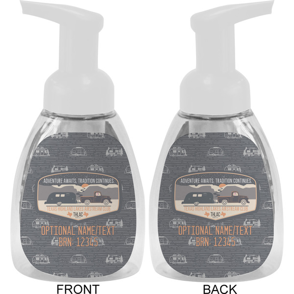 Texas Highland Lakes Airstream Club Logo Foam Soap Bottle - White - Front & Back