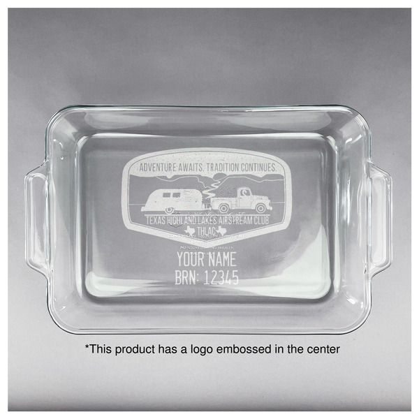 Texas Highland Lakes Airstream Club Logo Glass Baking Dish - 13"x9" - Approval