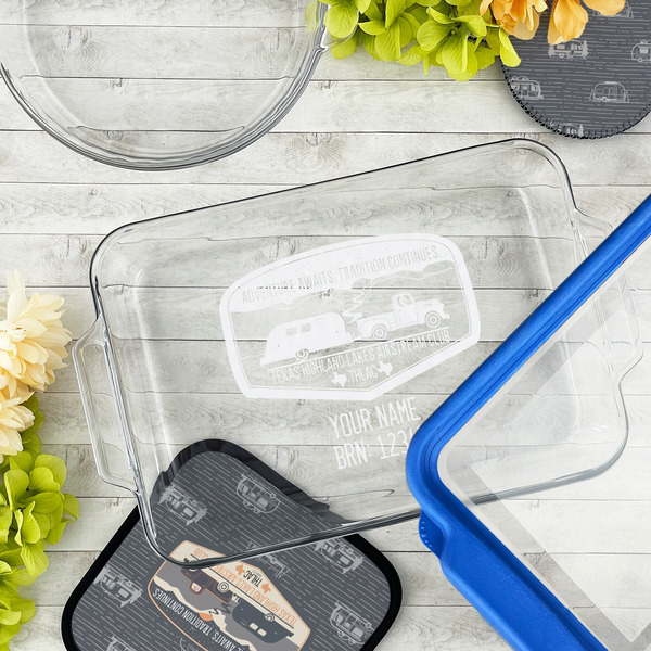 Texas Highland Lakes Airstream Club Logo Glass Baking Dish - 13"x9" - Lifestyle