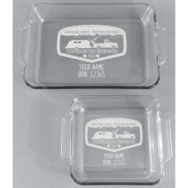 Texas Highland Lakes Airstream Club Logo Glass Baking Dish Set - Front