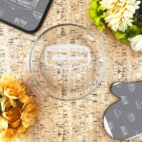 Texas Highland Lakes Airstream Club Logo Glass Pie Dish - LIFESTYLE