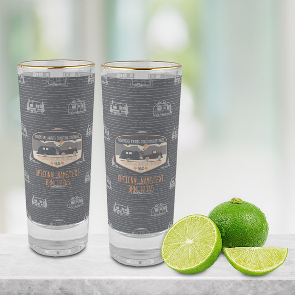 Texas Highland Lakes Airstream Club Logo Glass Shot Glass - 2oz - Lifestyle