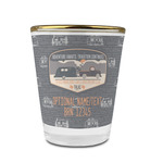 Texas Highland Lakes Airstream Club Logo Glass Shot Glass - 1.5 oz - with Gold Rim - Single