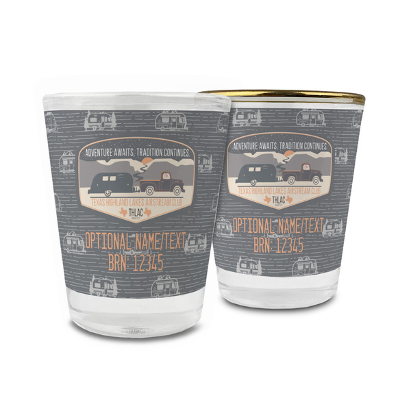 Custom Texas Highland Lakes Airstream Club Logo Glass Shot Glass - 1.5 oz
