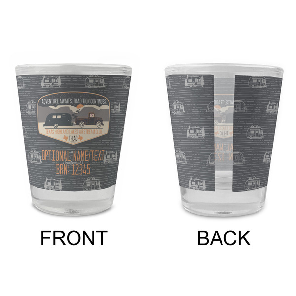 Texas Highland Lakes Airstream Club Logo Glass Shot Glass - Standard - Front & Back