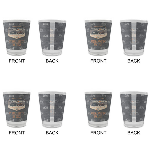 Texas Highland Lakes Airstream Club Logo Glass Shot Glass - Standard - Set of 4 - Front & Back