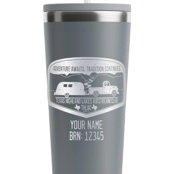 Texas Highland Lakes Airstream Club Logo Grey RTIC Everyday Tumbler - 28 oz. - Close Up