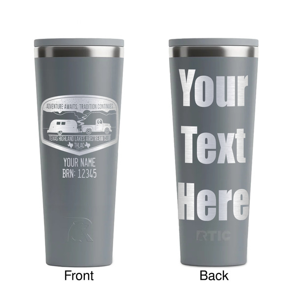 Texas Highland Lakes Airstream Club Logo Grey RTIC Everyday Tumbler - 28 oz. - Front and Back