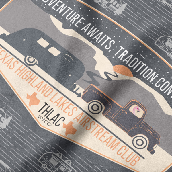 Texas Highland Lakes Airstream Club Logo Hooded Baby Towel- Detail Close Up