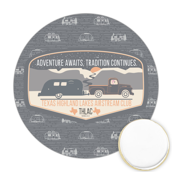 Custom Texas Highland Lakes Airstream Club Logo Printed Cookie Topper - Round