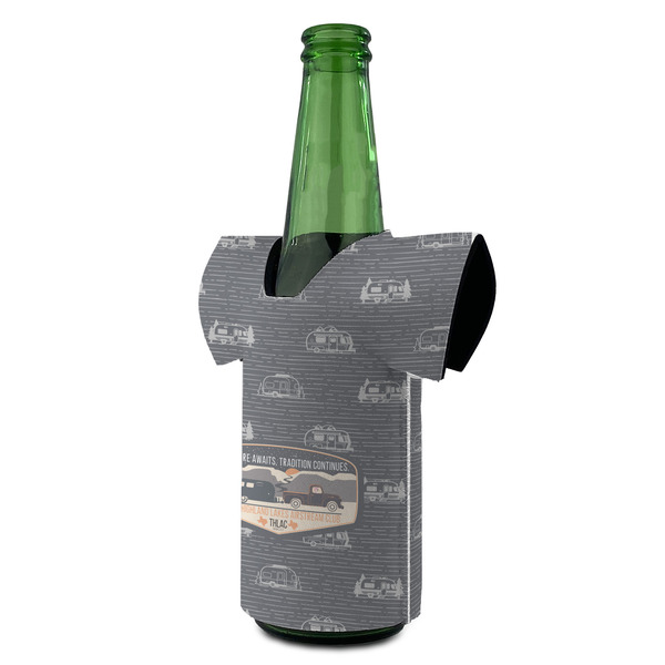 Texas Highland Lakes Airstream Club Logo Jersey Bottle Cooler - ANGLE (on bottle)