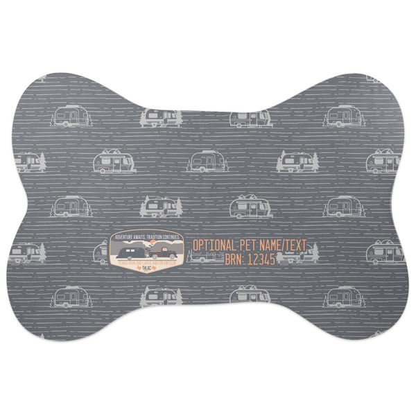Custom Texas Highland Lakes Airstream Club Logo Bone Shaped Dog Food Mat