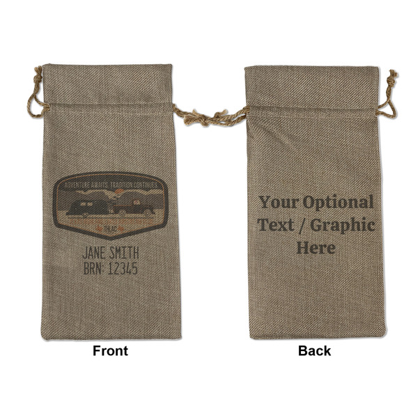 Custom Texas Highland Lakes Airstream Club Logo Burlap Gift Bag - Large - Double-Sided