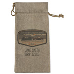 Texas Highland Lakes Airstream Club Logo Burlap Gift Bag - Large - Single-Sided