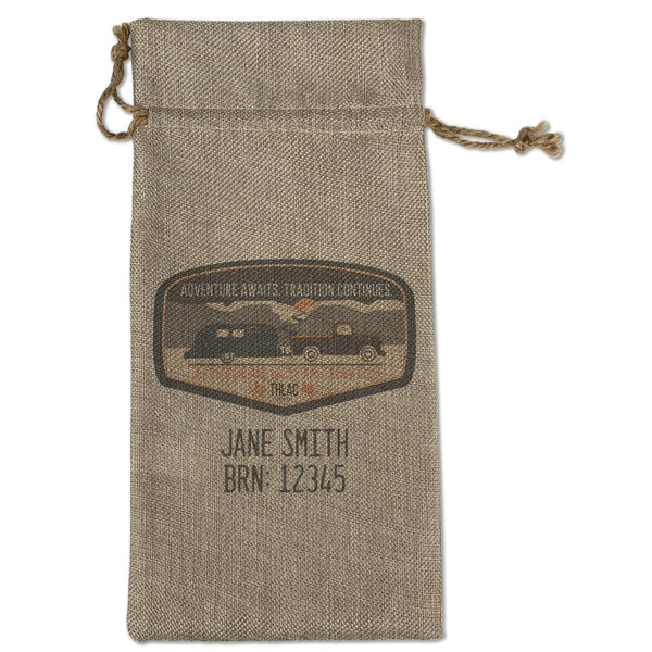 Texas Highland Lakes Airstream Club Logo Large Burlap Gift Bags - Front