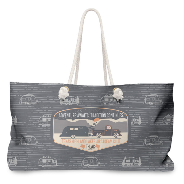 Custom Texas Highland Lakes Airstream Club Logo Large Tote Bag with Rope Handles