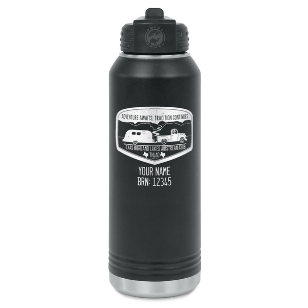 Custom Texas Highland Lakes Airstream Club Logo Water Bottle - Laser Engraved