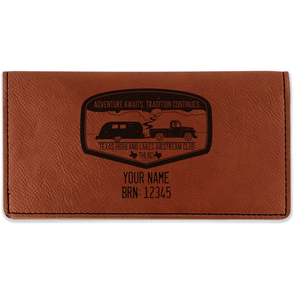 Custom Texas Highland Lakes Airstream Club Logo Leatherette Checkbook Holder