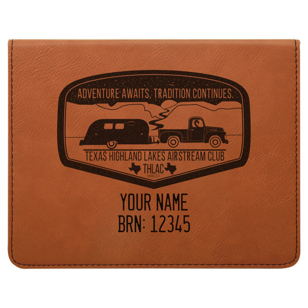 Texas Highland Lakes Airstream Club Logo Leatherette 4-Piece Wine Tool Set Flat