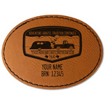 Texas Highland Lakes Airstream Club Logo Faux Leather Iron On Patch - Oval