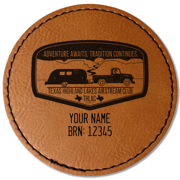 Texas Highland Lakes Airstream Club Logo Leatherette Patches - Round