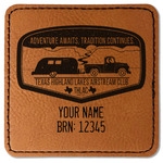 Texas Highland Lakes Airstream Club Logo Faux Leather Iron On Patch - Square
