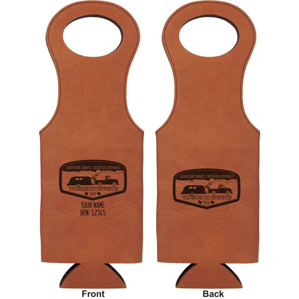 Texas Highland Lakes Airstream Club Logo Leatherette Wine Tote Double Sided - Front and Back