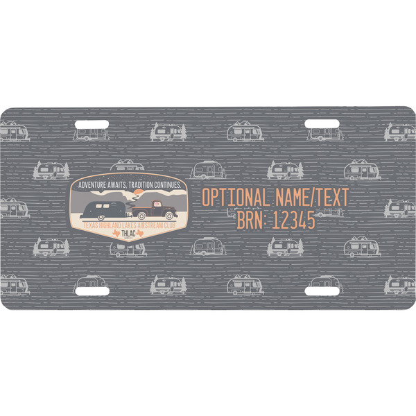 Custom Texas Highland Lakes Airstream Club Logo Front License Plate