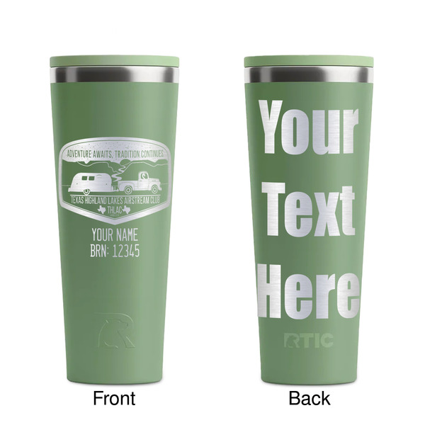 Texas Highland Lakes Airstream Club Logo Light Green RTIC Everyday Tumbler - 28 oz. - Front and Back