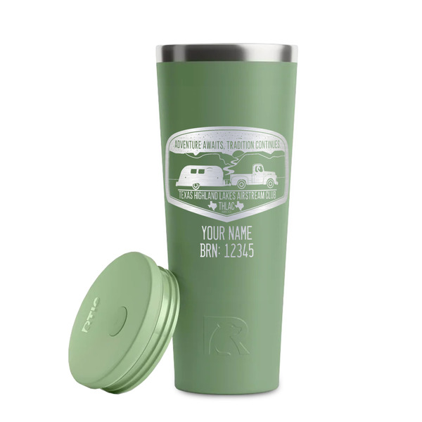 Texas Highland Lakes Airstream Club Logo Light Green RTIC Everyday Tumbler - 28 oz. - Lid Off