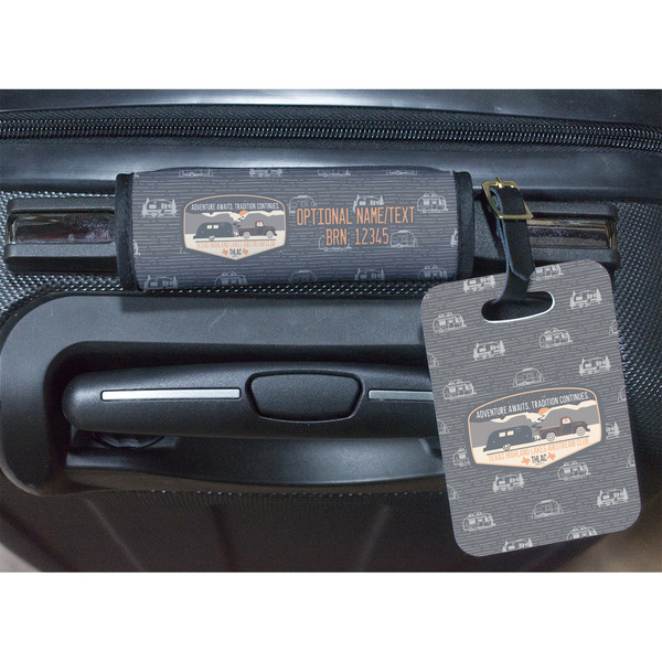 Texas Highland Lakes Airstream Club Logo Luggage Wrap & Plastic Rectangular Tag - In Context