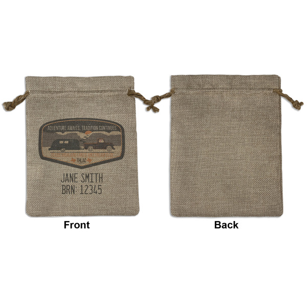 Texas Highland Lakes Airstream Club Logo Medium Burlap Gift Bag - Front Approval