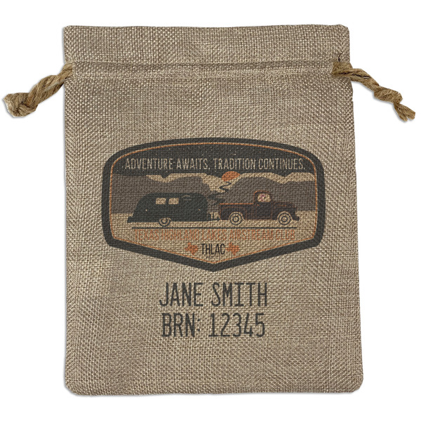 Custom Texas Highland Lakes Airstream Club Logo Burlap Gift Bag