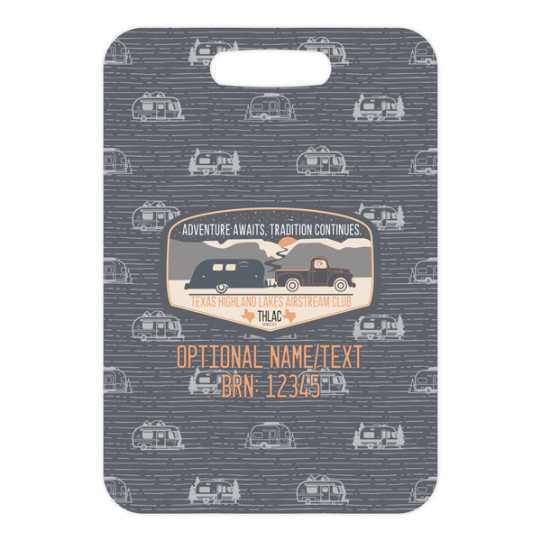 Texas Highland Lakes Airstream Club Logo Metal Luggage Tag - Front Without Strap