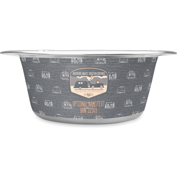 Custom Texas Highland Lakes Airstream Club Logo Stainless Steel Dog Bowl