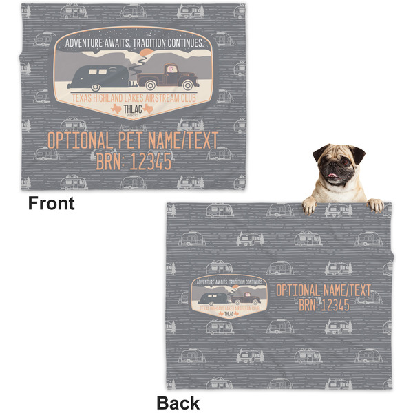 Texas Highland Lakes Airstream Club Logo Microfleece Dog Blanket - Large- Front & Back