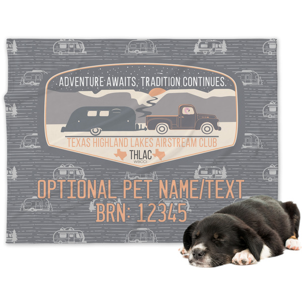 Custom Texas Highland Lakes Airstream Club Logo Dog Blanket - Large