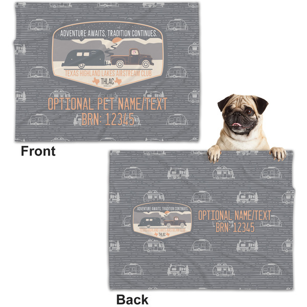 Texas Highland Lakes Airstream Club Logo Microfleece Dog Blanket - Regular - Front & Back