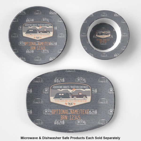 Texas Highland Lakes Airstream Club Logo Microwave Safe Composite Polymer Plastic Dishware - Group