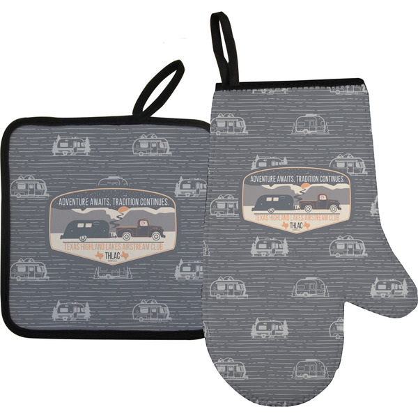 Custom Texas Highland Lakes Airstream Club Logo Oven Mitt & Pot Holder Set
