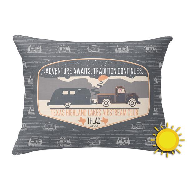 Custom Texas Highland Lakes Airstream Club Logo Outdoor Throw Pillow - Rectangular