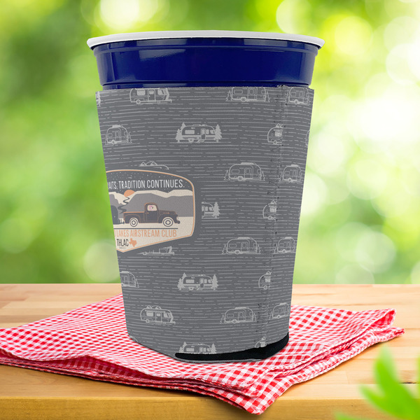 Texas Highland Lakes Airstream Club Logo Party Cup Sleeves - with bottom - Lifestyle