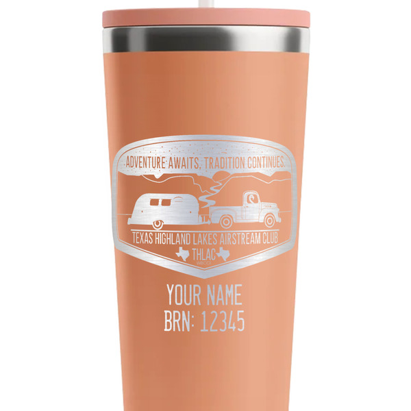 Texas Highland Lakes Airstream Club Logo Peach RTIC Everyday Tumbler - 28 oz. - Close Up