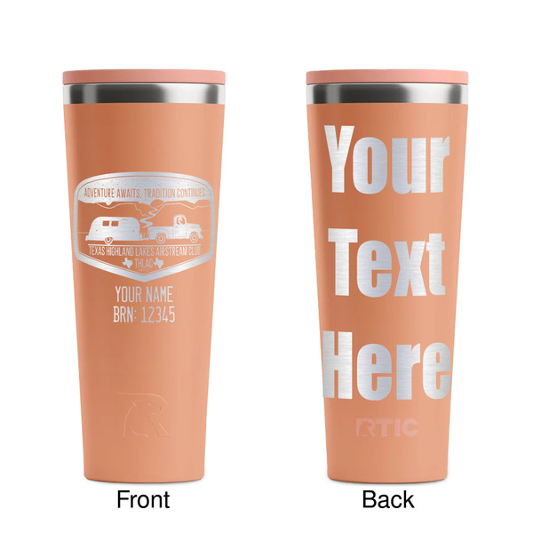 Texas Highland Lakes Airstream Club Logo Peach RTIC Everyday Tumbler - 28 oz. - Front and Back