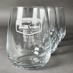 Texas Highland Lakes Airstream Club Logo Stemless Wine Glasses - Laser Engraved- Set of 4